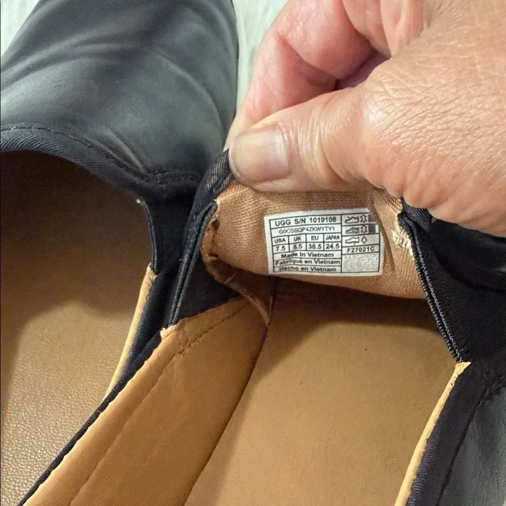 UGG Women’s Black Leather Slip-Ons Size 7.5